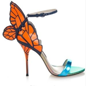 Metallic leather butterfly sandals